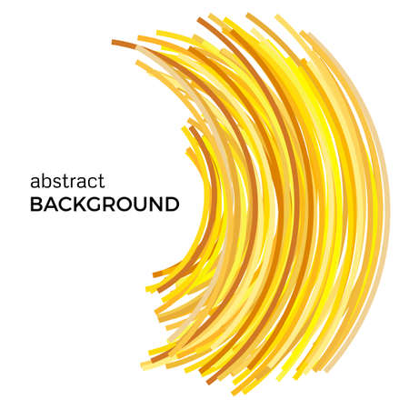 Abstract background with yellow colorful curved lines in a chaotic order. Colored lines with place for your text on a white background.のイラスト素材