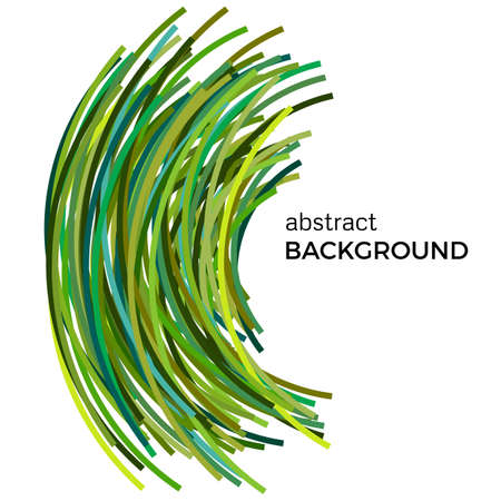 Abstract background with green colorful curved lines in a chaotic order. Colored lines with place for your text on a white background.のイラスト素材