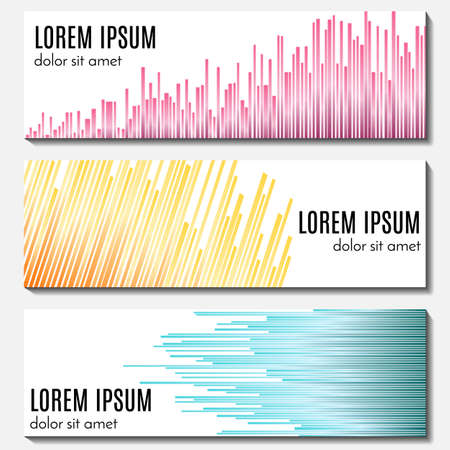 Set of colorful abstract banners with equalizers and place for text in vector background for web design.のイラスト素材