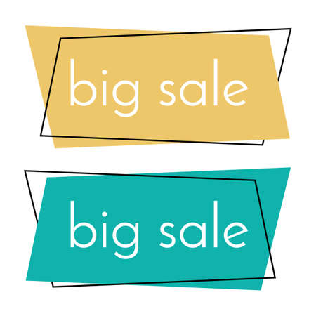 Big sale yellow and green banner on white background. Vector background with colorful design elements. Vector illustration.のイラスト素材
