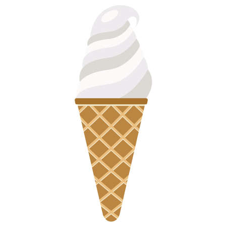 Vector illustration of ice cream. Ice cream in a waffle hornのイラスト素材