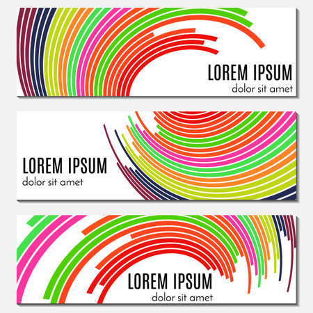 Set of colorful abstract banners with curved lines and place for text. Vector backgrounds for web design.のイラスト素材