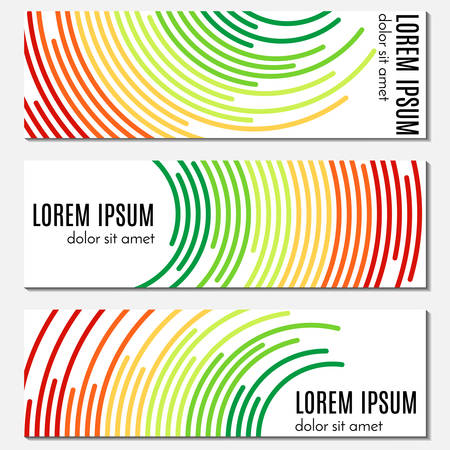 Set of colorful abstract banners with curved lines and place for text. Vector backgrounds for web design.のイラスト素材