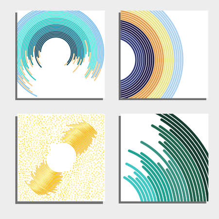 Set of four beautiful abstract backgrounds. Abstract flash light circles. Vector illustration.のイラスト素材
