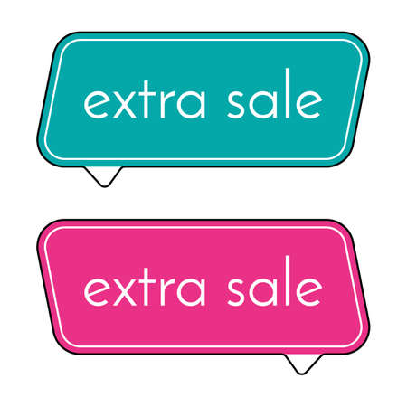 Extra sale green and pink banner on white background.  Vector background with colorful design elements. Vector illustration.のイラスト素材