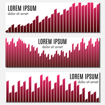 Set of colorful abstract header banners with equalizers and place for text. Vector backgrounds for web design.のイラスト素材