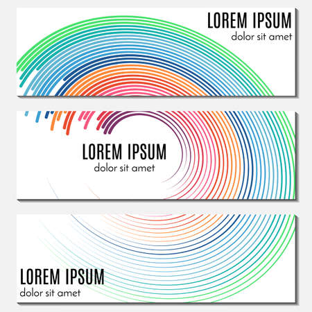 Set of colorful abstract banners with curved lines and place for text. Vector backgrounds for web design.のイラスト素材