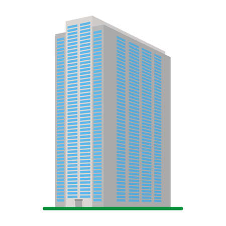 A modern high-rise building on a white background. View of the building from the bottom. Isometric vector illustration.のイラスト素材
