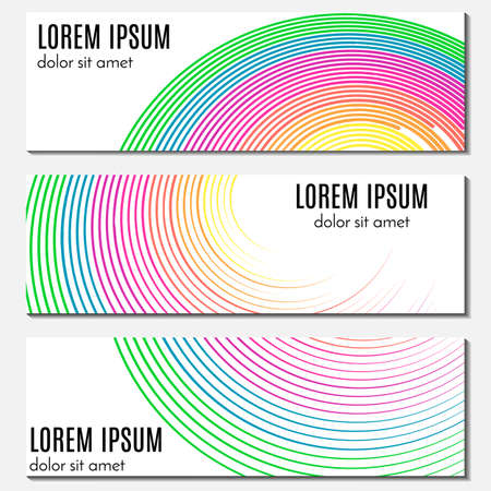 Set of colorful abstract banners with curved lines and place for text. Vector backgrounds for web design.のイラスト素材