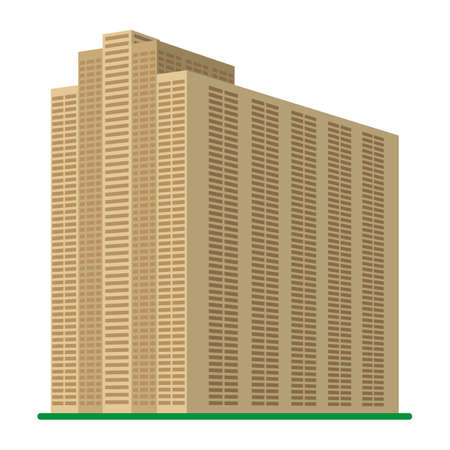 A modern high-rise building on a white background. View of the building from the bottom.のイラスト素材