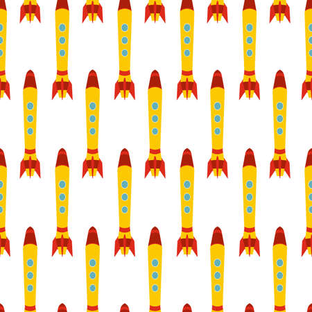 Seamless pattern with space rocket. Vector illustration.のイラスト素材