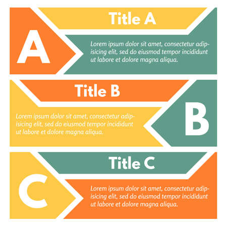 Set of three horizontal colorful options. Step by step infographic design template. Vector illustrationのイラスト素材
