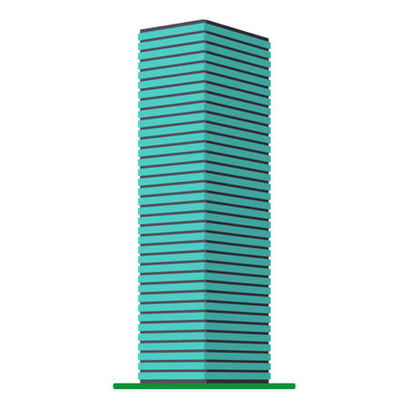 A modern high-rise building on a white background. View of the building from the bottom. Isometric vector illustration.のイラスト素材
