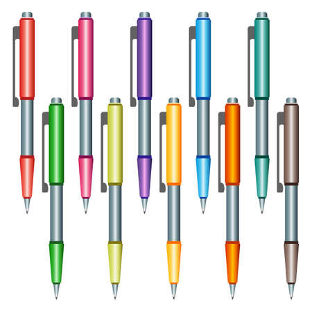 Set of multi-colored pens illustration.のイラスト素材