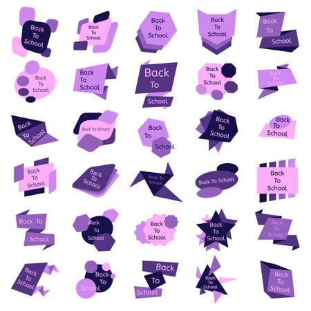 Set of thirty back to school badges. School labels and icons collection.のイラスト素材