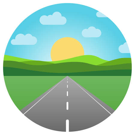 Asphalt road leaving into the horizon in circleのイラスト素材