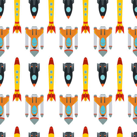Pattern with space rocketのイラスト素材