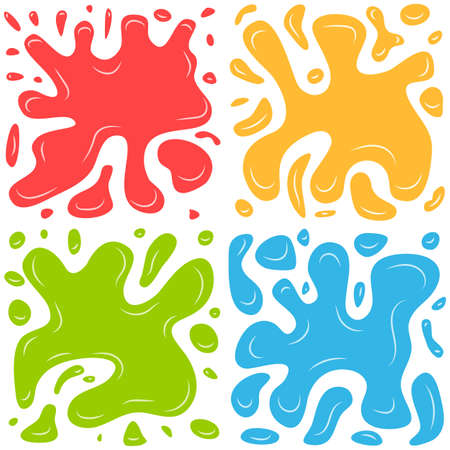 Set of four splashes on a white background. Vector illustrationのイラスト素材