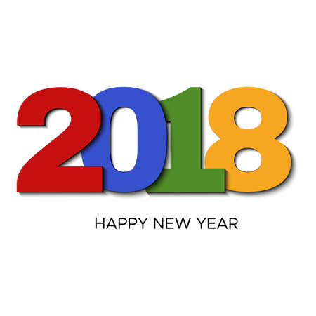 Happy New Year 2018 colorful label on white background. New Year and Xmas Design Element Template. Vector Illustration.
のイラスト素材