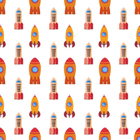 Seamless pattern with space rockets Vector illustration.のイラスト素材