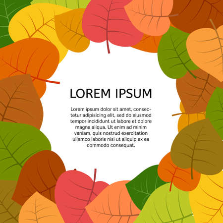 Background with autumn leaves with a place in the center for your text. Vector illustration.のイラスト素材