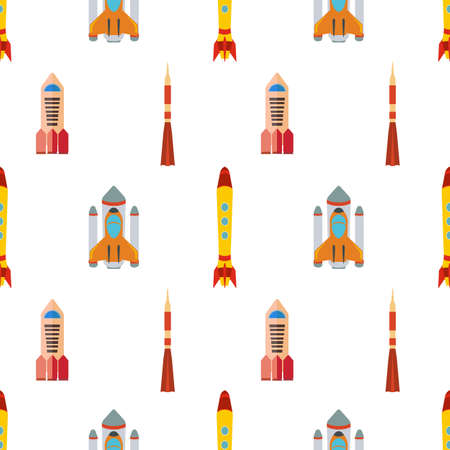 Seamless pattern with space rocket. Vector illustration.のイラスト素材