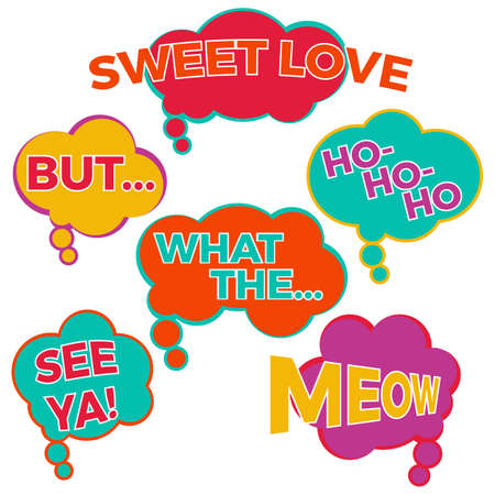 Set of six cartoon. Elements of design. Vector illustrationのイラスト素材