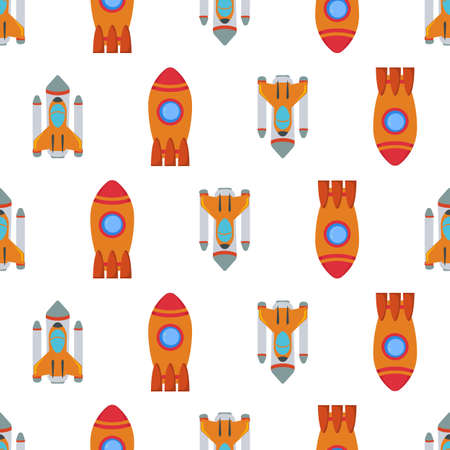 Seamless pattern with space rocket. Vector illustration.のイラスト素材