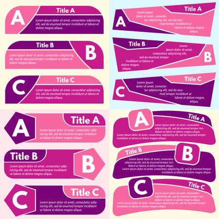 Four sets of three elements of info-graphic design. Step by step info-graphic design template. Vector illustration.のイラスト素材