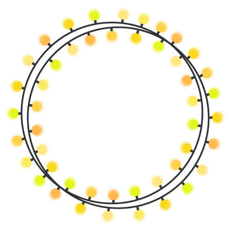 Garland with yellow light bulbs on a white background. Vector illustration.のイラスト素材