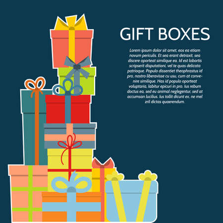 Background with a colorful gift boxes. Vector illustration.のイラスト素材
