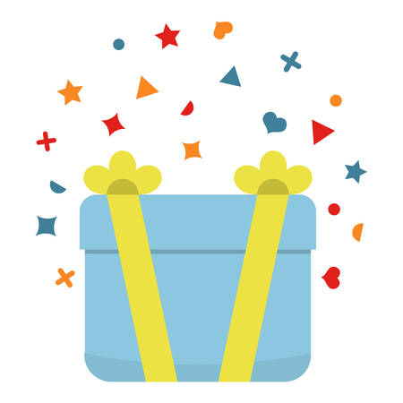 Beautiful cardboard and paper gift box with lid and ribbon. Vector illustrationのイラスト素材