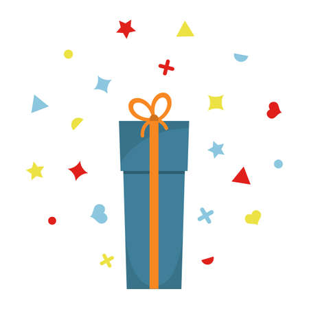 Beautiful cardboard and paper gift box with lid and ribbon. Vector illustrationのイラスト素材