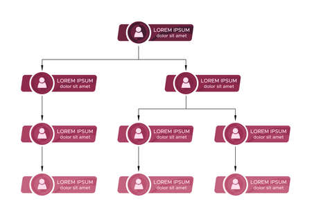 Colorful business structure concept, corporate organization chart scheme with people icons. Vector illustration.のイラスト素材