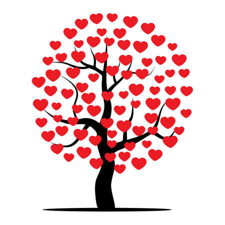 Tree with red hearts. Vector illustrationのイラスト素材