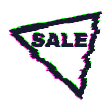 Distorted glitch sale banner with error effect on the edges and in text. Vector illustration.のイラスト素材