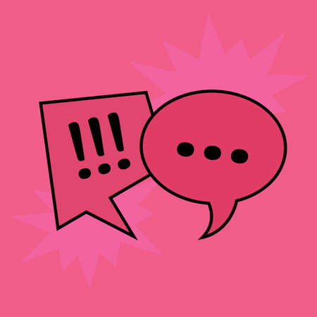 Communication speech bubbles on red background. Vector illustration.のイラスト素材
