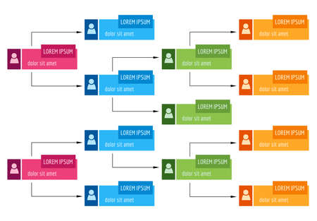 Colorful business structure concept, corporate organization chart scheme with people icons. Vector illustration.
のイラスト素材