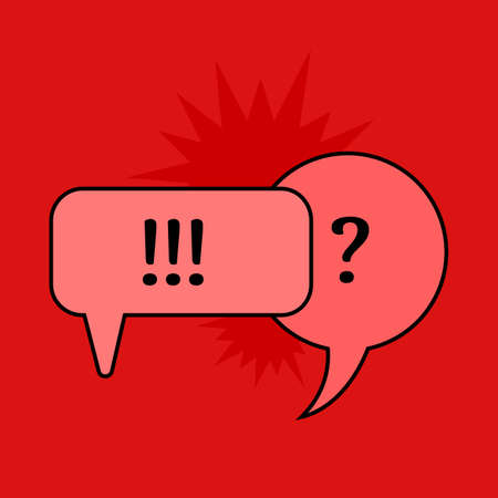 Communication speech bubbles on red background. Vector illustrationのイラスト素材