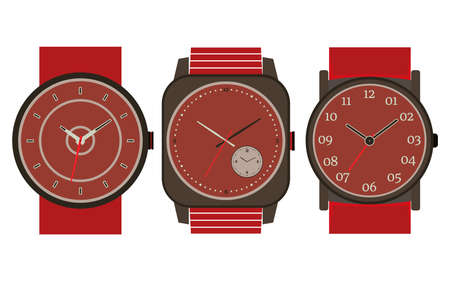 Set of three mechanical watches. Vector illustrationのイラスト素材