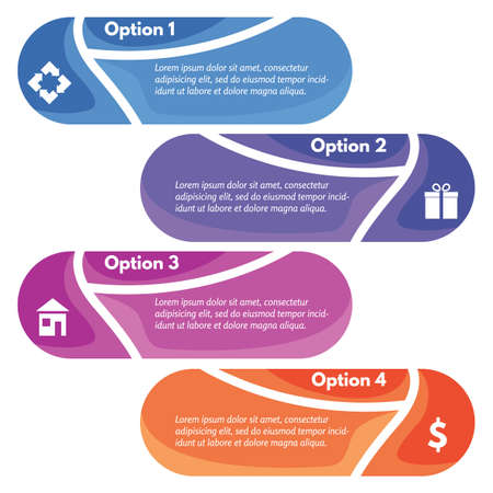Four elements of infographic design with icons. Step by step infographic design template. Vector illustrationのイラスト素材