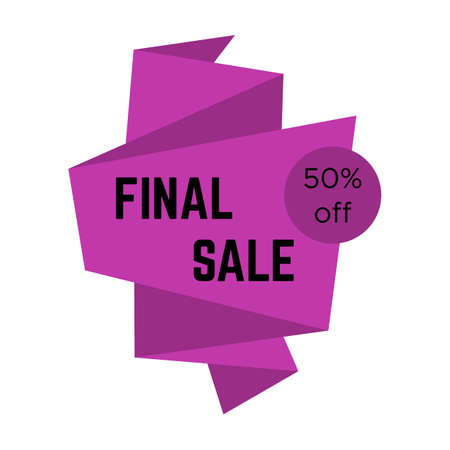 Purple final sale sticker with text in origami style. Sale label template. Vector illustrationのイラスト素材