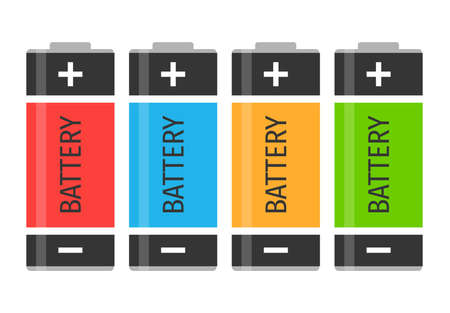 A set of four colorful batteries. Vector illustrationのイラスト素材