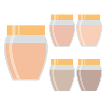 Set of makeup items. Five creams for the skin. Vector illustration.のイラスト素材