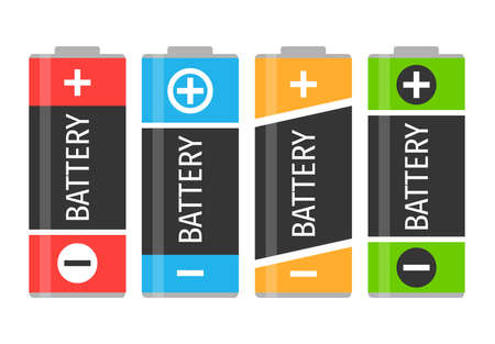 A set of four colorful batteries. Vector illustrationのイラスト素材