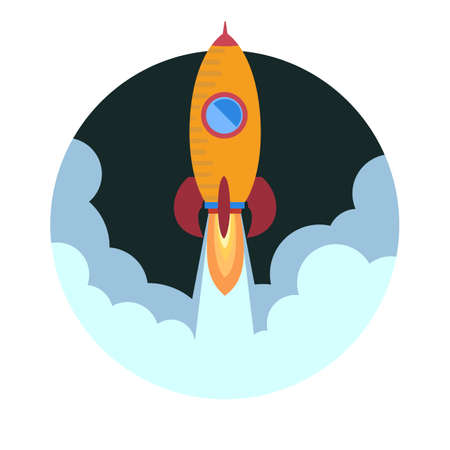 Space rocket ship launch. Vector illustration.のイラスト素材