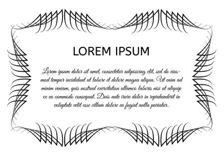 Decorative vintage horizontal frame with the place for your text in center. Vintage ornament greeting card template. Vector illustration.のイラスト素材