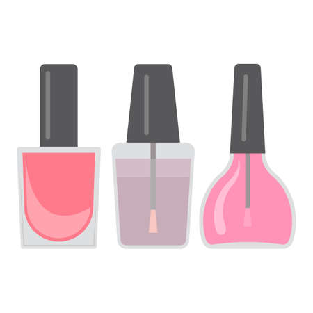 Set of three bright nail varnishes. Vector illustration.のイラスト素材