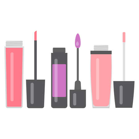 Set of three bright lip gloss. Vector illustration.のイラスト素材