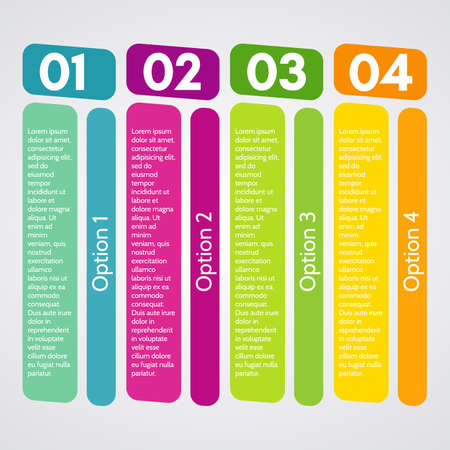 Four elements of infographic design. Step by step infographic design template. Vector illustrationのイラスト素材